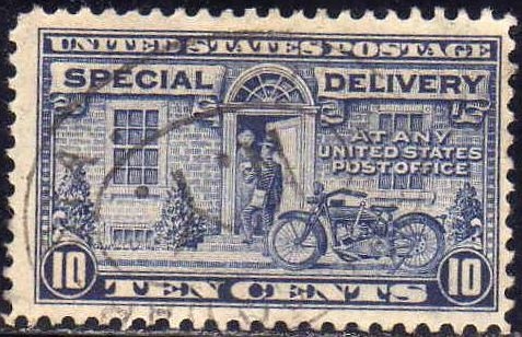 z vendido USA 1922-5 Scott E12 Sello º Cartero y Motocicleta Postman & Motorcycle Special Delivery Dent. 11x10.5 Etats Unis Estados Unidos 